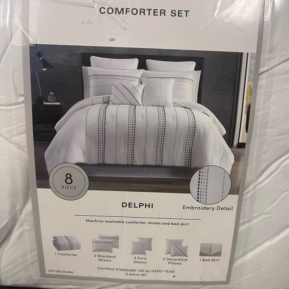 ✨NEW✨ 8pc Queen Delphi Comforter Set White | Bedding | Cozy | Fall | Bedroom - Picture 8 of 8